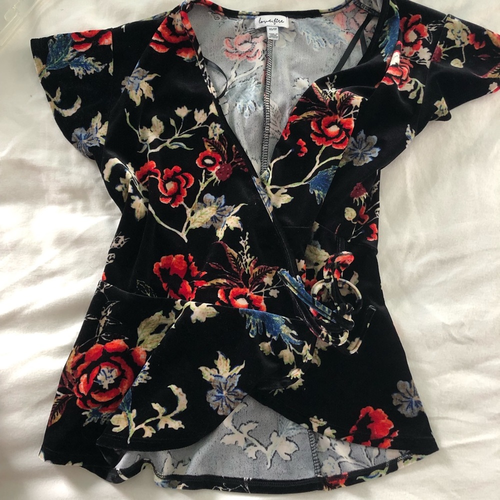 Velvet wrap n tie top